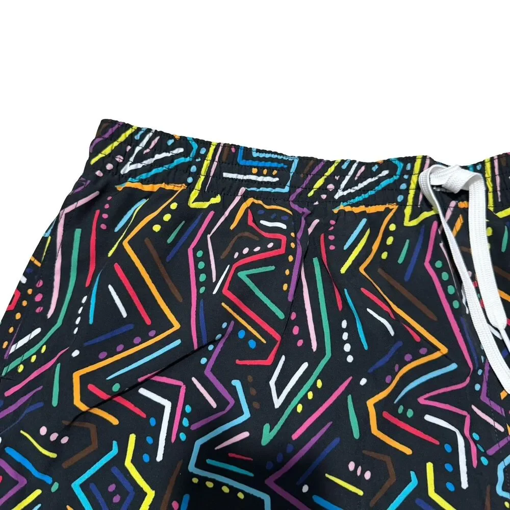 Chubbies Mens Swim Trunks XXXL Black Neon Geometric Scribble Mesh 7